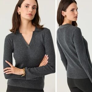 Chartlotte Brody Polo Neck Sweater Size XS Charcoal Gray Cashmere Wool Blend